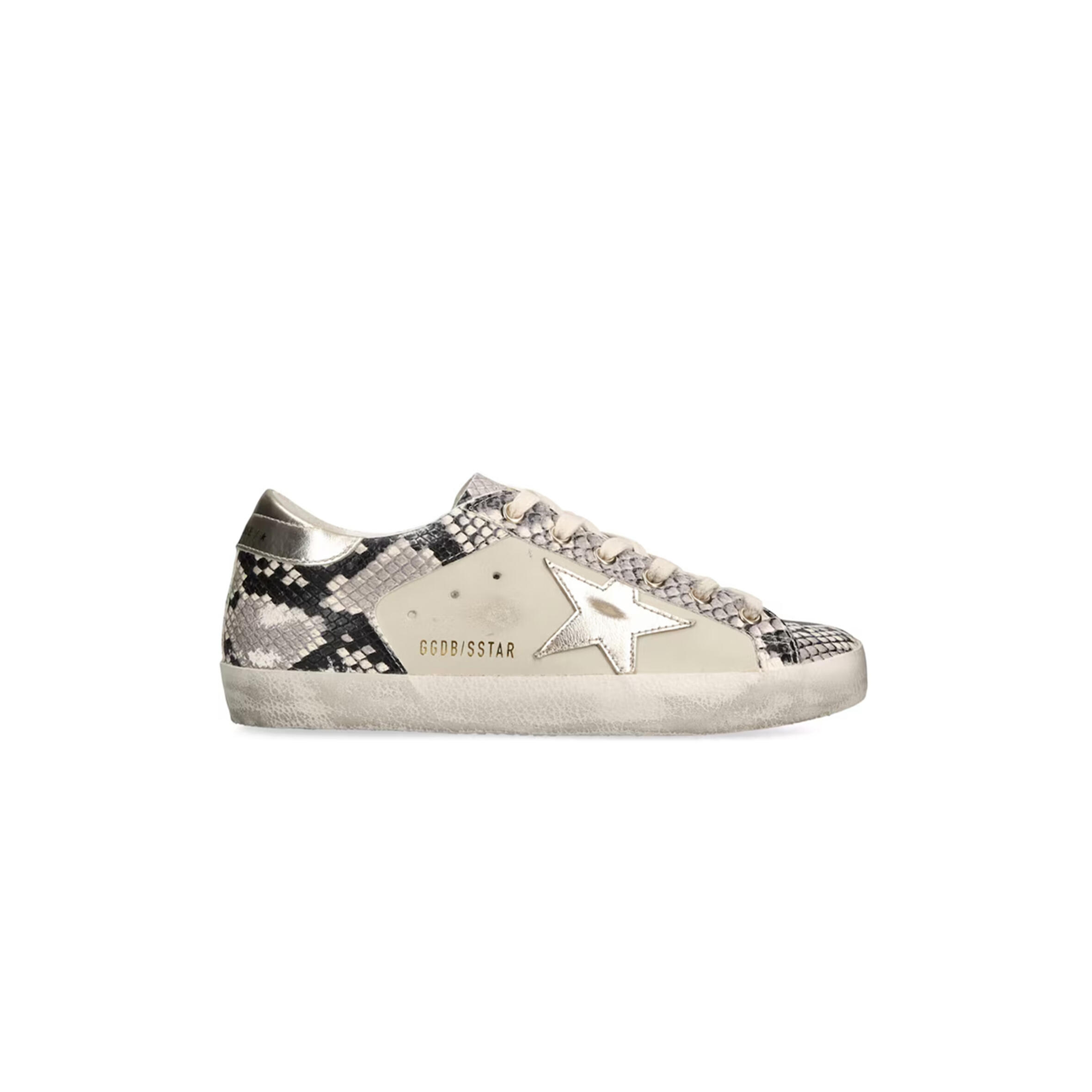 g01den G003e s*per star logo-embroidered textured leather low-top trainers